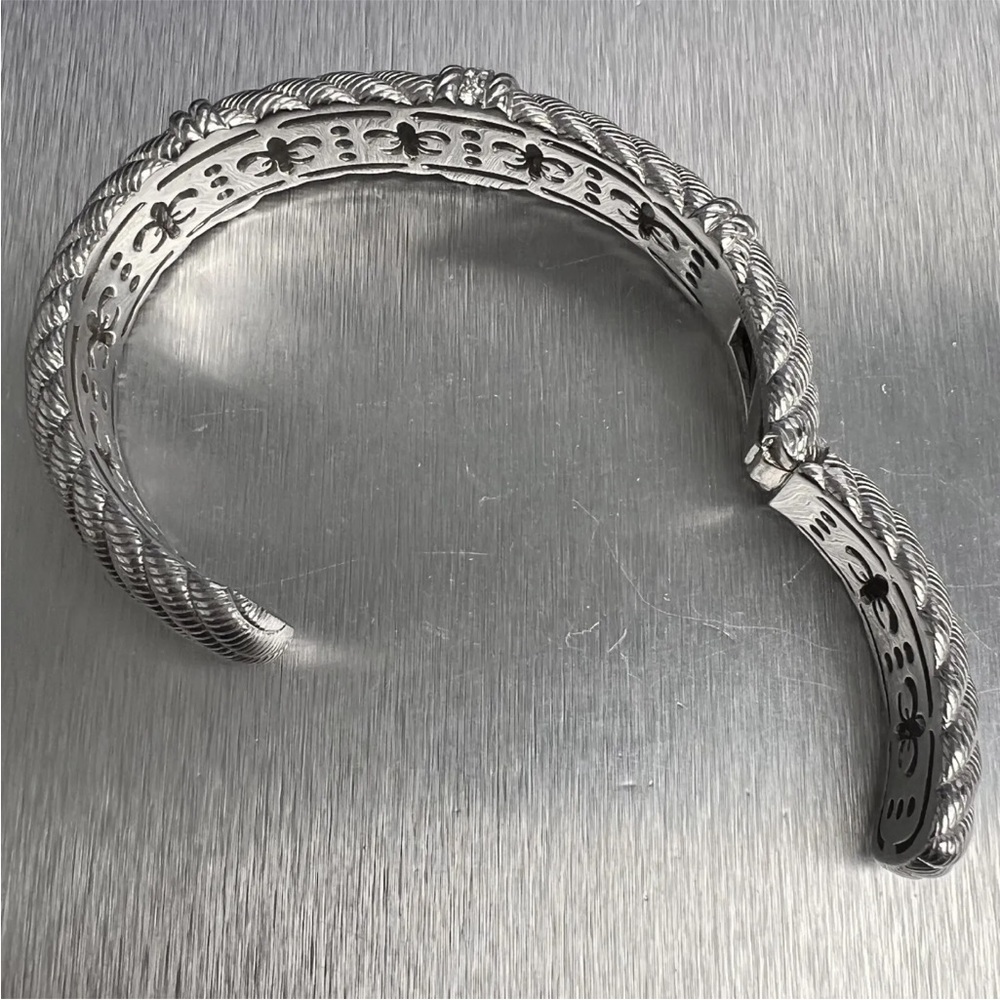 Judith Ripka Solid Sterling Silver Hinged Bangle - image 5